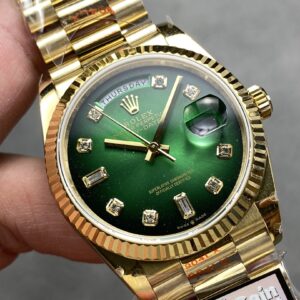 Đồng Hồ Rolex Day-Date 128238 Mặt Ombre Xanh Lá Máy Caliber 3255 Nhà Máy QF 36mm (3)