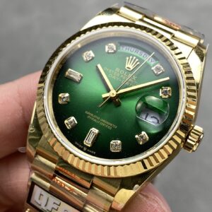 Đồng Hồ Rolex Day-Date 128238 Mặt Ombre Xanh Lá Máy Caliber 3255 Nhà Máy QF 36mm (3)