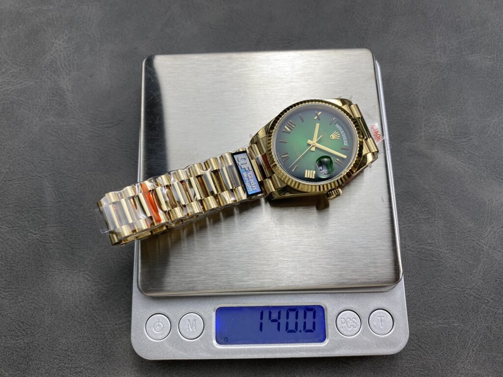 Đồng Hồ Rolex Day-Date 128238 Mặt Ombre Xanh Lá Replica Nhà Máy QF 36mm (5)