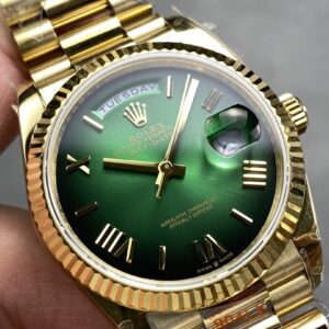 Đồng Hồ Rolex Day-Date 128238 Mặt Ombre Xanh Lá Replica Nhà Máy QF 36mm (5)