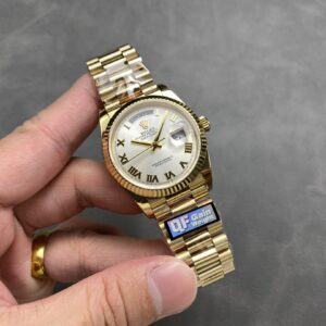 Đồng Hồ Rolex Day-Date 128238 Mặt Số Bạc Máy Caliber 3255 QF Factory 36mm (1)
