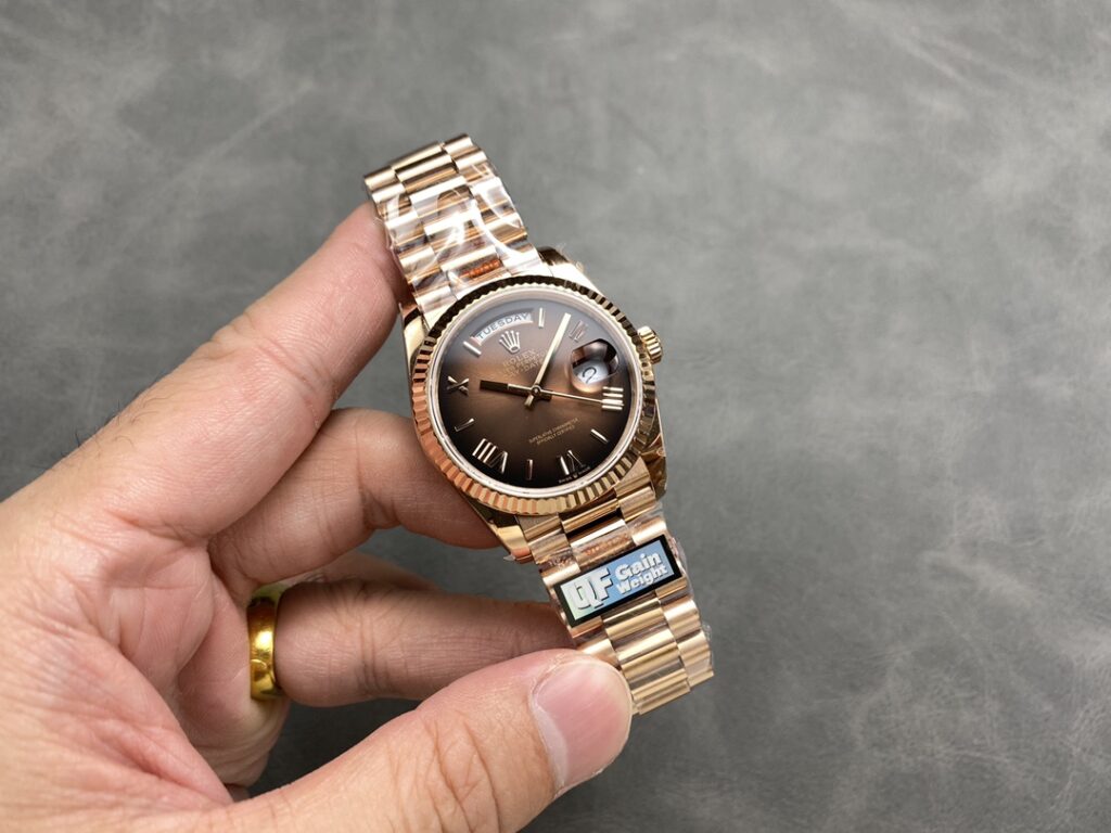 Đồng Hồ Rolex Day-Date Mặt Nâu Cọc Số La Mã Máy Caliber 3255 QF 36mm (2)