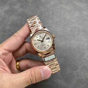 Đồng Hồ Rolex Day-Date Mặt Số Bạc Đính Đá Máy Caliber 3255 QF 36mm (1)