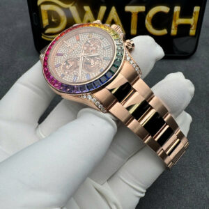 Đồng Hồ Rolex Daytona Rainbow 116595 Vàng Khối 18K Kim Cương Đá Quý Tự Nhiên 40mm (10)