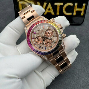 Đồng Hồ Rolex Daytona Rainbow 116595 Vàng Khối 18K Kim Cương Đá Quý Tự Nhiên 40mm (10)