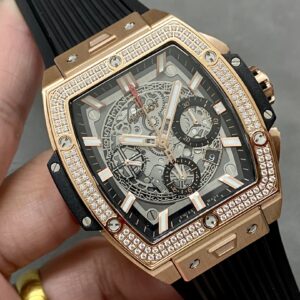 Đồng Hồ Hublot Spirit Of Big Bang King Gold Đính Đá Nhà Máy MS 44mm (1)