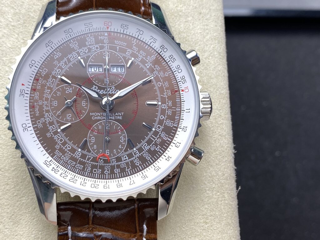 Đồng Hồ Breitling Montbrilliant Datora Replica Nam Dây Da Màu Nâu BLS 43mm (8)