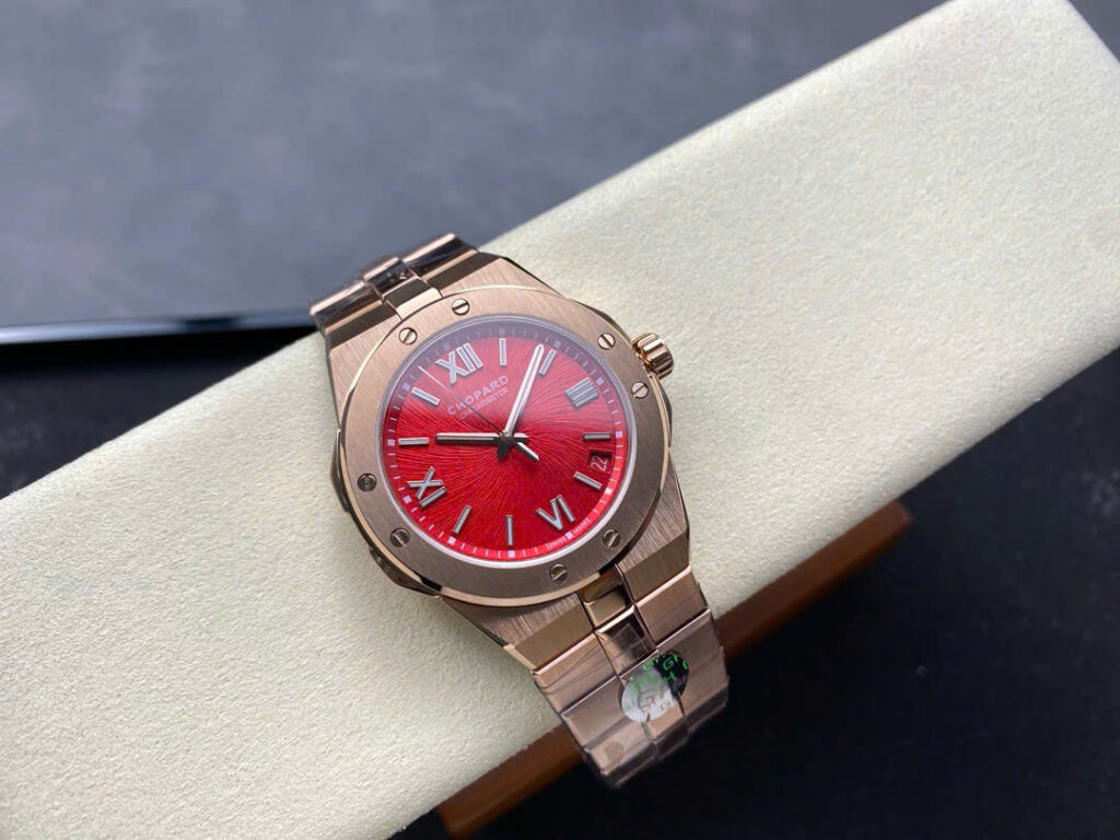 Đồng Hồ Chopard Alpine Eagle Rose Gold Mặt Số Đỏ Replica Nhà Máy GH 41mm (1)