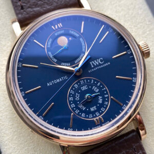 Đồng Hồ IWC Portofino Complete Calendar IW359001 Mặt Xanh Dây Da Nâu 41mm (2)