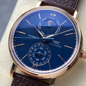 Đồng Hồ IWC Portofino Complete Calendar IW359001 Mặt Xanh Dây Da Nâu 41mm (2)