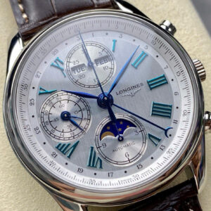 Đồng Hồ Longines Master Complications Dây Da Nâu Mặt Trắng LGS Factory 40mm (2)