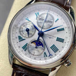 Đồng Hồ Longines Master Complications Dây Da Nâu Mặt Trắng LGS Factory 40mm (2)