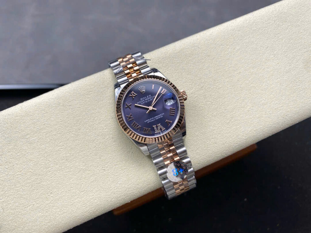 Đồng Hồ Nữ Rolex DateJust Rep 11 Mặt Số Tím Cọc Số La Mã Nhà Máy 8F 31mm (1)