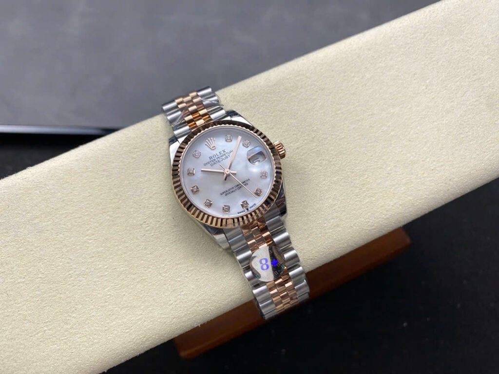 Đồng Hồ Nữ Rolex DateJust Replica Mặt Xà Cừ Dây Jubilee Nhà Máy 8F 31mm (7)