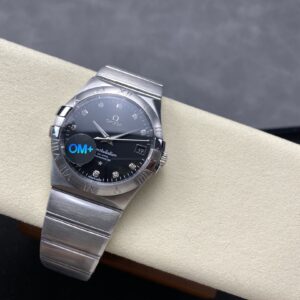 Đồng Hồ Omega Constellation Mặt Số Đen Đính Đá Rep 11 Nhà Máy OM+ 38mm (1)