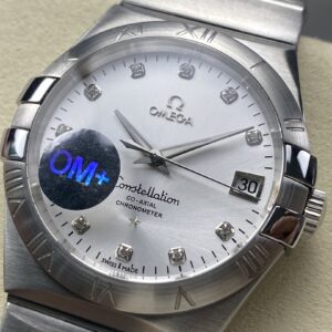 Đồng Hồ Omega Constellation Mặt Số Trắng Đính Đá Rep 11 Nhà Máy OM+ 38mm (1)