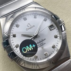 Đồng Hồ Omega Constellation Mặt Số Trắng Đính Đá Rep 11 Nhà Máy OM+ 38mm (1)