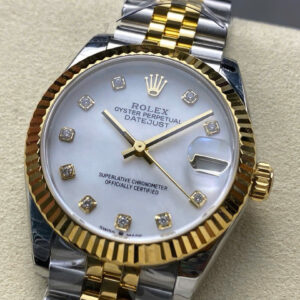 Đồng Hồ Rolex DateJust Demi Gold Replica Mặt Số Xà Cừ Xưởng 8+ 31mm (1)