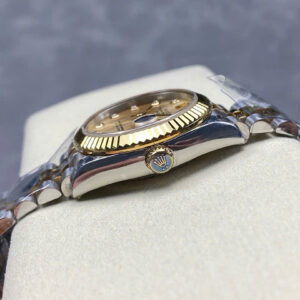 Đồng Hồ Rolex DateJust Nữ Dây Kim Loại Mặt Số Vàng Đính Đá Xưởng 8+ 31mm (1)