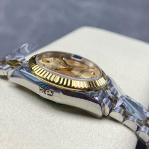 Đồng Hồ Rolex DateJust Nữ Dây Kim Loại Mặt Số Vàng Đính Đá Xưởng 8+ 31mm (1)