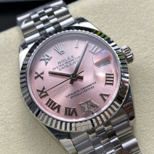 Đồng Hồ Rolex DateJust Nữ Mặt Số Hồng Cọc Số La Mã Replica Nhà Máy 8F 31mm (1)
