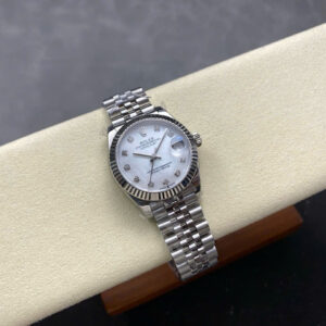 Đồng Hồ Rolex DateJust Nữ Mặt Xà Cừ Trắng Dây Jubilee Nhà 8F Replica 31mm (1)