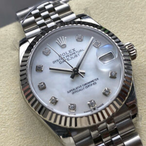 Đồng Hồ Rolex DateJust Nữ Mặt Xà Cừ Trắng Dây Jubilee Nhà 8F Replica 31mm (1)