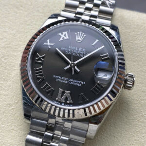 Đồng Hồ Rolex DateJust Rep 11 Mặt Số Xám Cọc Số Dạ Quang Nhà Máy 8F 31mm (4)