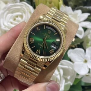 Đồng Hồ Rolex Day-Date 228238 Mặt Số Ombré Xanh Lá Bọc Vàng 18K GMF 40mm (9)