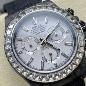 Đồng Hồ Rolex Daytona Carbon Đính Kim Cương Moissanite Baguette 40mm (3)