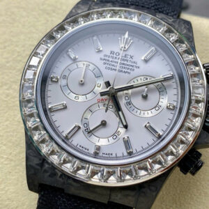 Đồng Hồ Rolex Daytona Carbon Đính Kim Cương Moissanite Baguette 40mm (3)