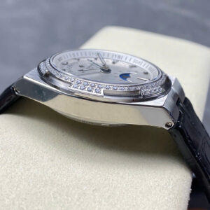 Đồng Hồ Vacheron Constantin Nam Dây Da Mặt Trắng Overseas 400V Đính Đá GRF 41mm