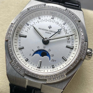 Đồng Hồ Vacheron Constantin Nam Dây Da Mặt Trắng Overseas 400V Đính Đá GRF 41mm