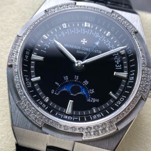 Đồng Hồ Vacheron Constantin Nam Dây Da Màu Đen Overseas 400V Đính Đá GRF 41mm (2)