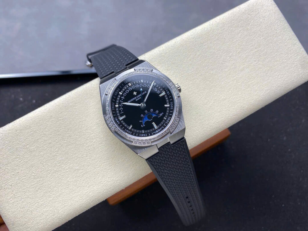Đồng Hồ Vacheron Constantin Overseas Moonphase 4000V Mặt Đen Đính Đá GRF 41mm (3)