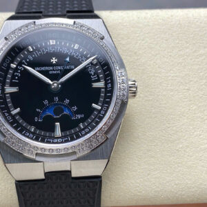Đồng Hồ Vacheron Constantin Overseas Moonphase 4000V Mặt Đen Đính Đá GRF 41mm (3)