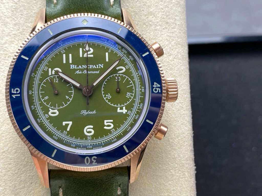 Đồng Hồ Blancpain Air Command AC02 Replica 11 Nam Dây Da Màu Xanh