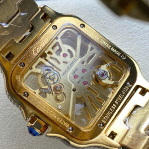 Đồng Hồ Cartier Santos Skeleton 4109 Replica Cao Cấp Đính Full Đá (1)