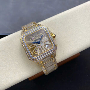 Đồng Hồ Cartier Santos Skeleton 4109 Replica Cao Cấp Đính Full Đá (1)