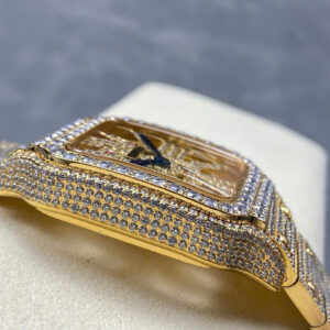 Đồng Hồ Cartier Santos Skeleton 4109 Replica Cao Cấp Đính Full Đá (1)