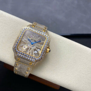 Đồng Hồ Cartier Santos Skeleton 4109 Replica Cao Cấp Đính Full Đá (1)