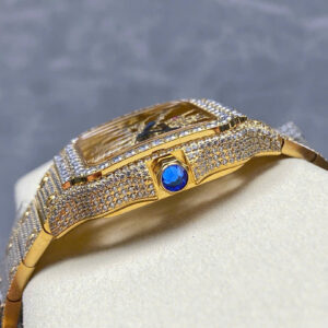 Đồng Hồ Cartier Santos Skeleton 4109 Replica Cao Cấp Đính Full Đá (1)