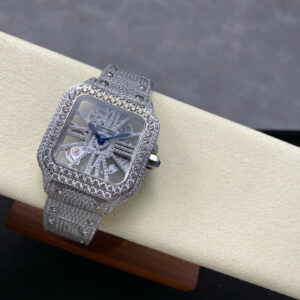 Đồng Hồ Cartier Santos Skeleton Dây Kim Loại Đính Full Đá Replica (1)