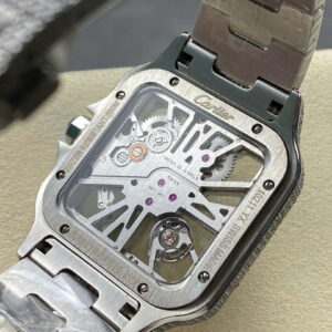 Đồng Hồ Cartier Santos Skeleton Dây Kim Loại Đính Full Đá Replica (1)