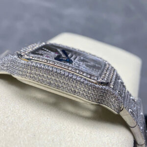 Đồng Hồ Cartier Santos Skeleton Dây Kim Loại Đính Full Đá Replica (1)