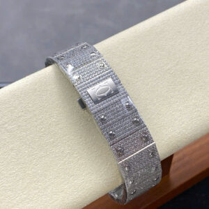 Đồng Hồ Cartier Santos Skeleton Dây Kim Loại Đính Full Đá Replica (1)