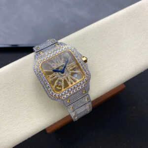 Đồng Hồ Cartier Santos Skeleton Demi Gold Nam Đính Đá Replica 11 (1)