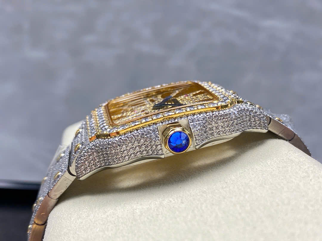 Đồng Hồ Cartier Santos Skeleton Demi Gold Nam Đính Đá Replica 11 (4) Đồng Hồ Cartier Santos Skeleton Demi Gold Nam Đính Đá Replica 11 (1)