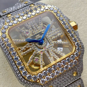 Đồng Hồ Cartier Santos Skeleton Demi Gold Nam Đính Đá Replica 11 (1)