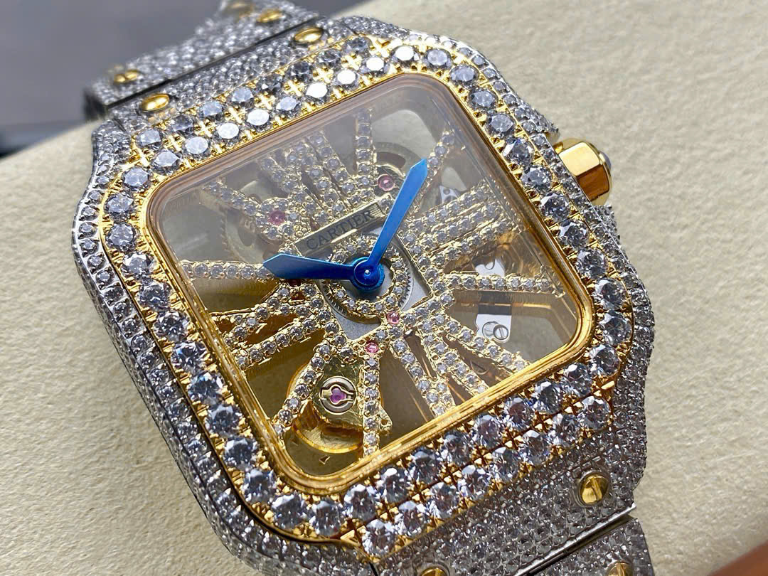 Đồng Hồ Cartier Santos Skeleton Demi Gold Nam Đính Đá Replica 11 (5) Đồng Hồ Cartier Santos Skeleton Demi Gold Nam Đính Đá Replica 11 (1)